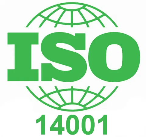 ISO 14001 logo symbolizing adherence to environmental management standards for sustainable business practices.