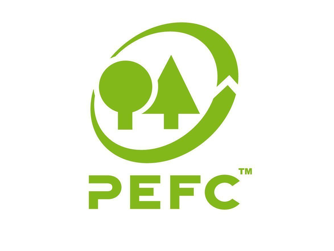 PEFC (Programme for the Endorsement of Forest Certification) logo, representing sustainably sourced and certified forest-based materials.