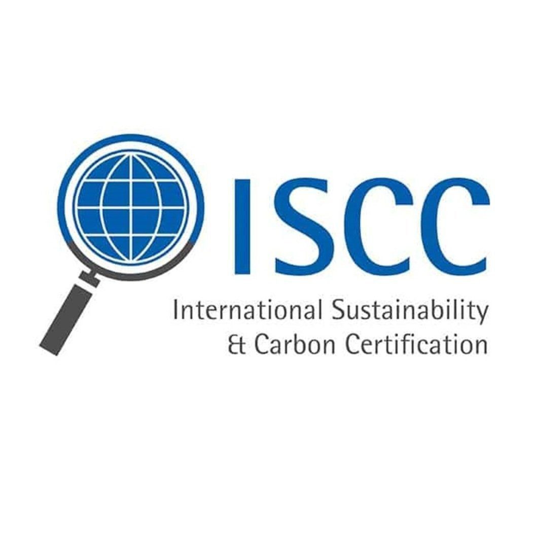 ISCC (International Sustainability and Carbon Certification) logo representing sustainability and traceability in the supply chain.